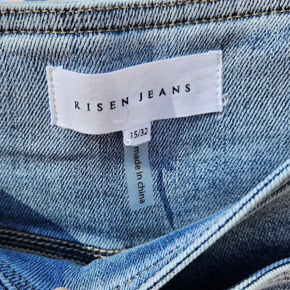 New NWT Risen High Rise Wide Leg Flare Jeans Women’s Size 15 / 32 Stretch - Picture 5 of 9